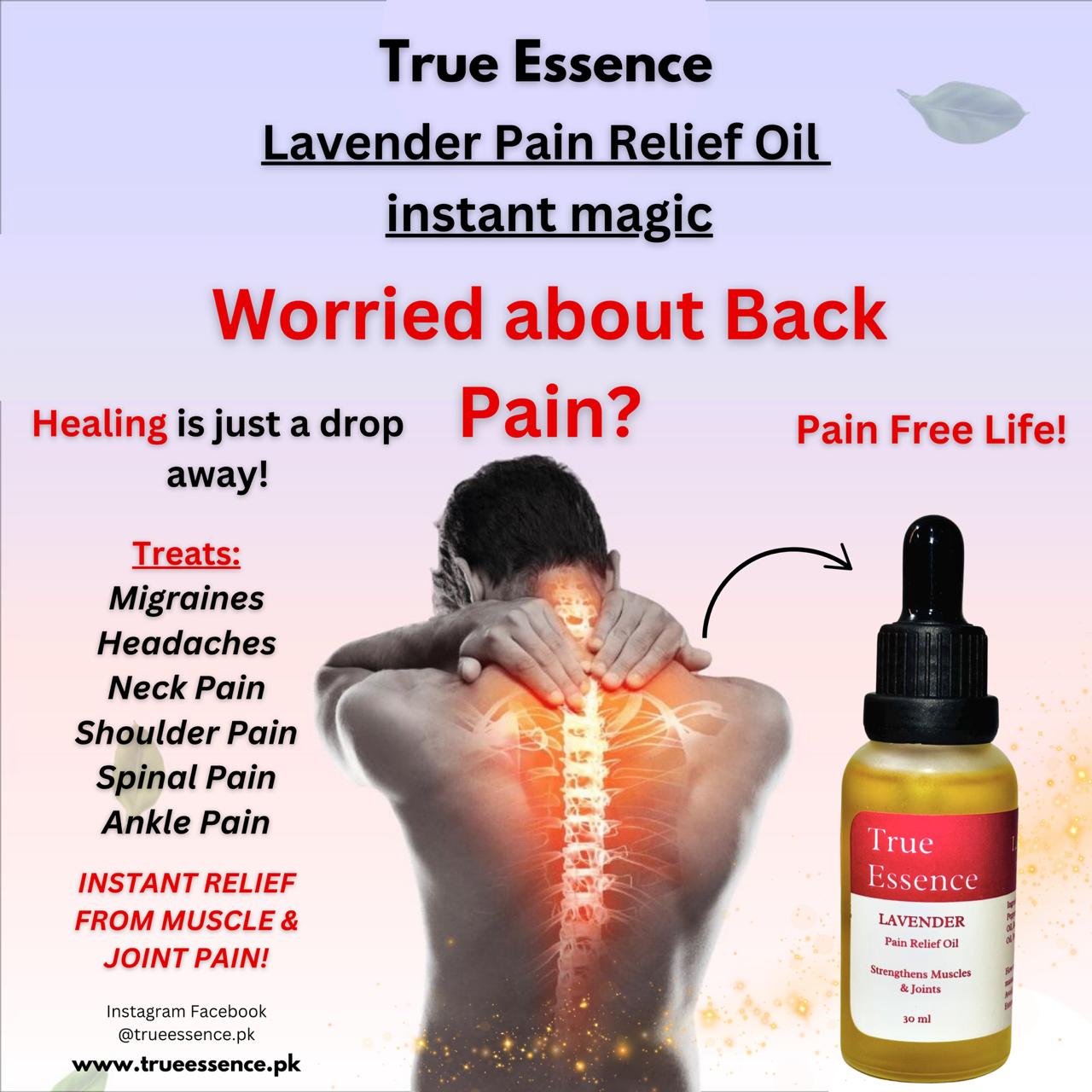 Lavender Pain Relief Oil by True Essence 30ml
